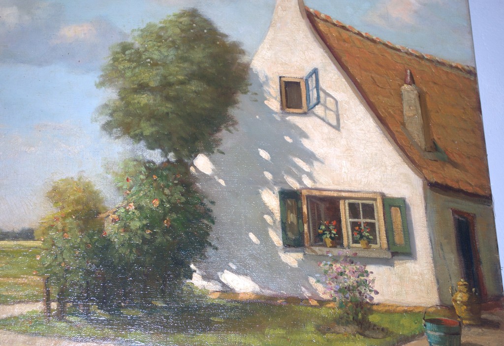 Zonnig boerenlandschap - olieverf op doek kopen? Bied vanaf 75!