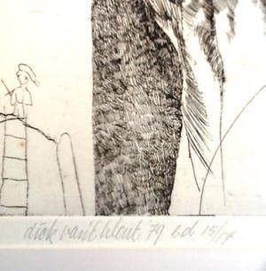 Dick van 't Wout - Dick van 't Wout, ets, gesigneerd, in passe-partout kopen? Bied vanaf 10!