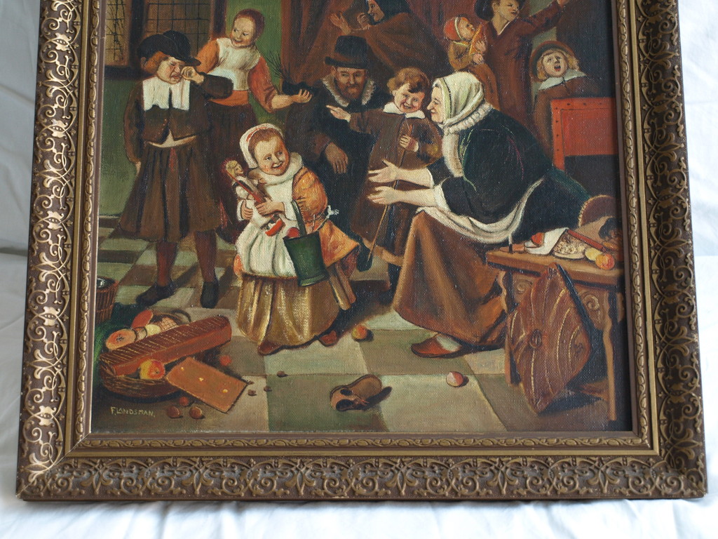 Fred Landsman : Olieverf op doek – Feest – ingelijst – 52 x 42 cm. kopen? Bied vanaf 1!