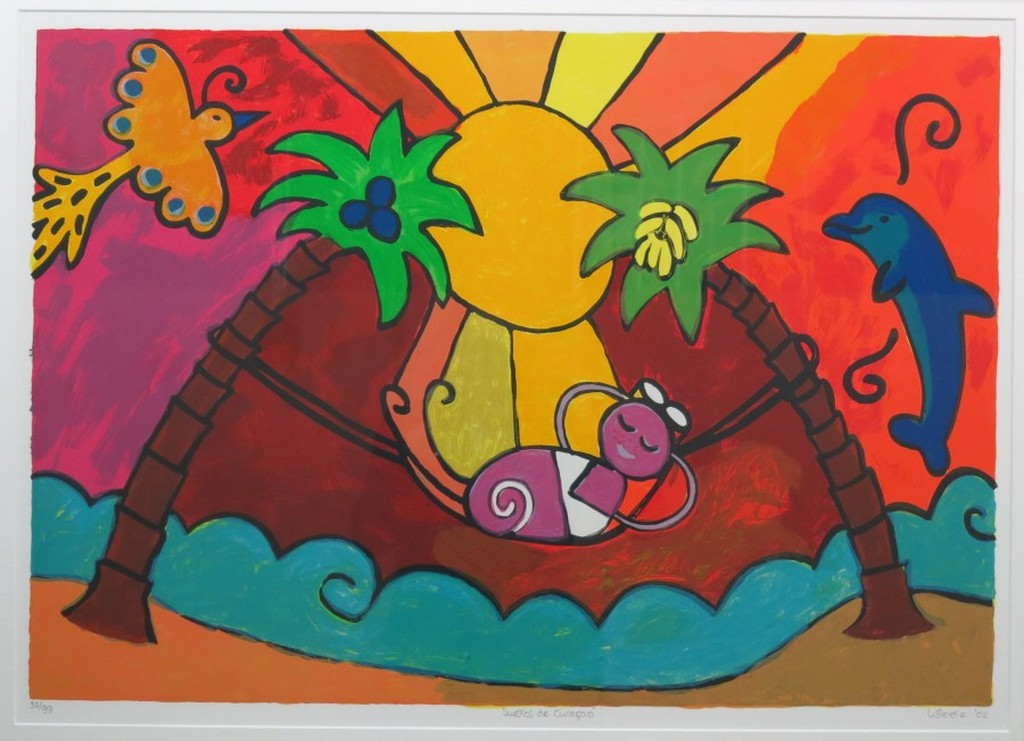 Wendie Brauckmann: Zeefdruk, Suenos de Curacao - Ingelijst  verkocht voor € 45!