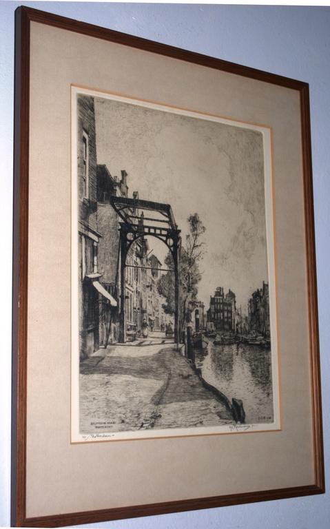 Delftse Vaart ROTTERDAM - ets uit 1928 - H.E. Roodenburg (1895-1987)  kopen? Bied vanaf 45!