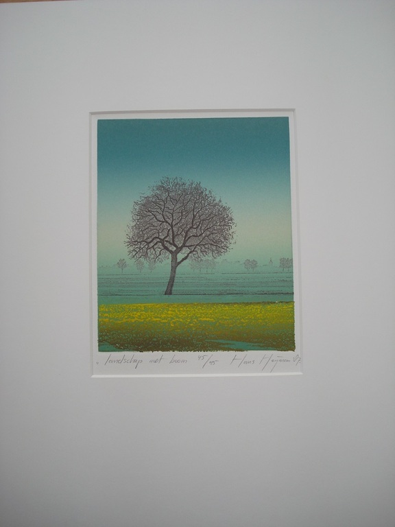 Hans Heijman (1951); ets, Landschap met boom. kopen? Bied vanaf 40!