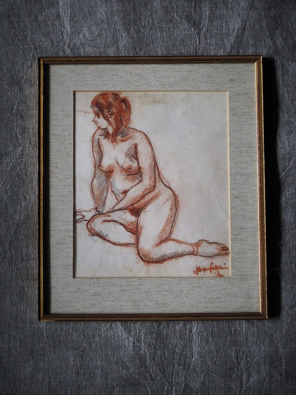 Fraaie roodkrijttekening "naakte vrouw" van schrijver/illustrator jo Fabricius  kopen? Bied vanaf 1!