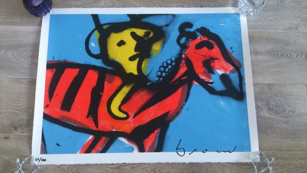 Herman Brood, grote gesigneerde zeefdruk, Zebra kopen? Bied vanaf 200!
