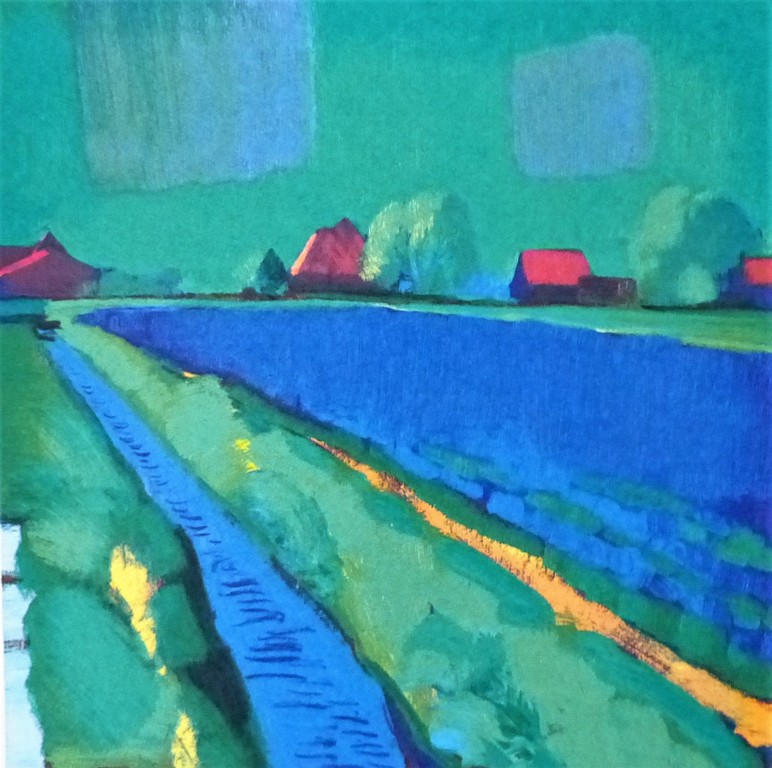 Jentsje Popma,zeefdruk op papier,Bollenveld,Handgesigneerd verkocht voor € 75!