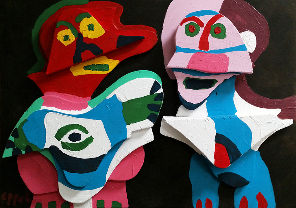 Karel Appel, Sculptuur, Couple in Wood, 1976 kopen? Bied vanaf 4500!