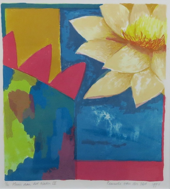Fenneke van der Elst: Litho, Huis aan het water III - Ingelijst kopen? Bied vanaf 1!