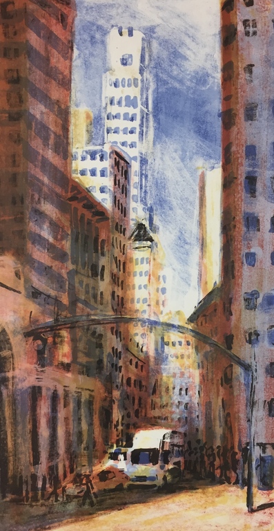 Jeroen Hermkens, kleurenlitho, 'Wall street', 1999 kopen? Bied vanaf 159!