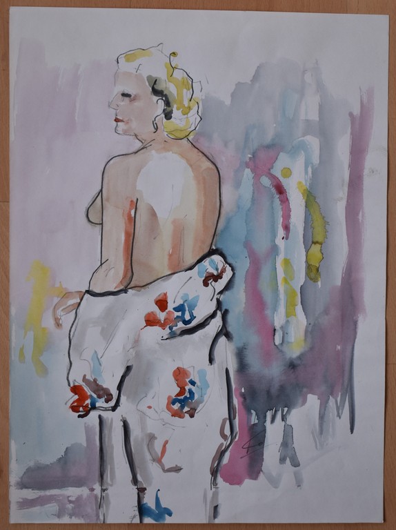 Ko van Velsen (1953 Badhoevedorp ), Aquarel, Model. kopen? Bied vanaf 1!