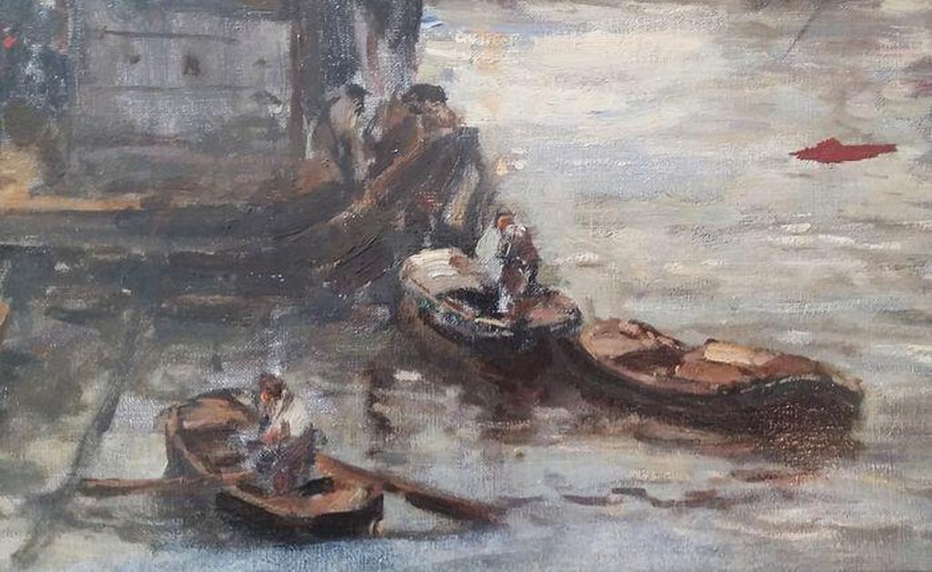 Evert Moll (1878-1955) - Bedrijvigheid rondom een graanelevator kopen? Bied vanaf 675!