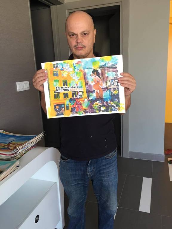 Peter Klashorst - Spuistraat - gemengde techniek op papier - gesigneerd kopen? Bied vanaf 65!