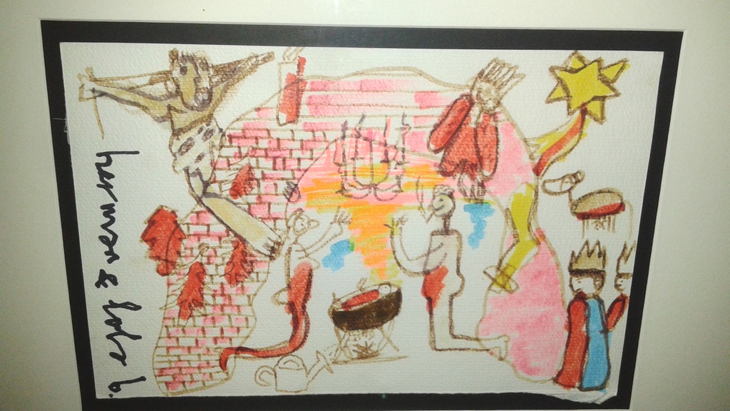 Herman brood en Lola Brood , tekening ,  Kerstmis kopen? Bied vanaf 550!