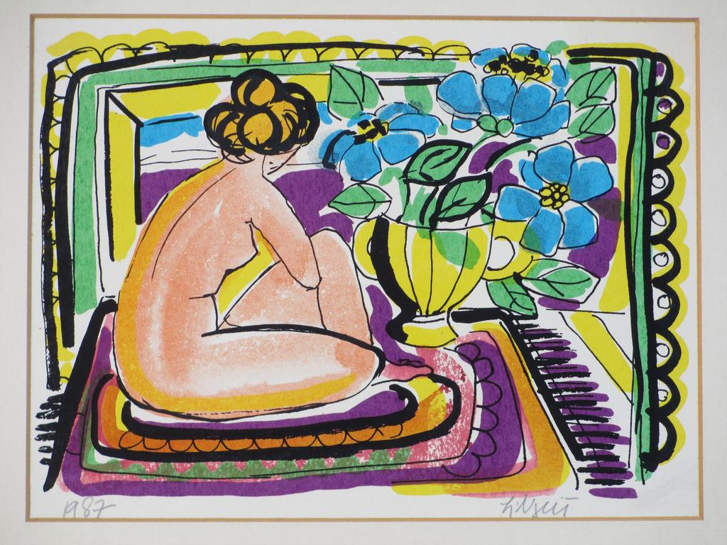 Ond.gesigneerd, Zittend Naakt, Kleurenlitho kopen? Bied vanaf 1!