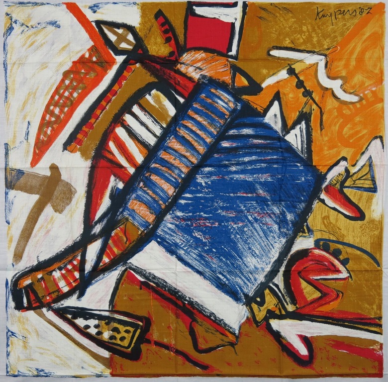 Theo Kuijpers: Zeefdruk op katoenzijde, Painting verkocht voor € 35!