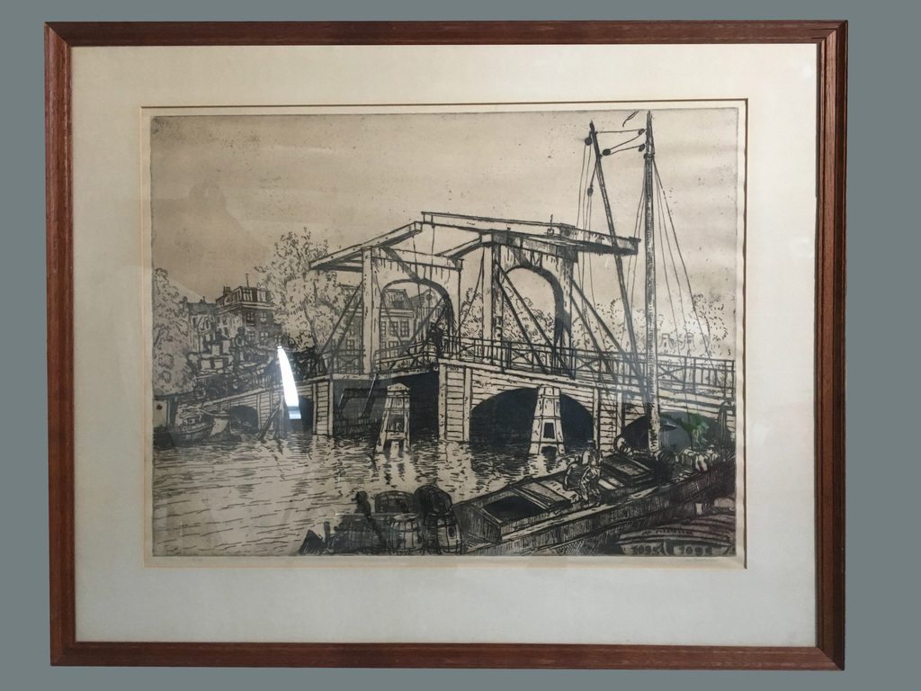 Jan Poortenaar: Ets, De Magere Brug in Amsterdam! kopen? Bied vanaf 70!