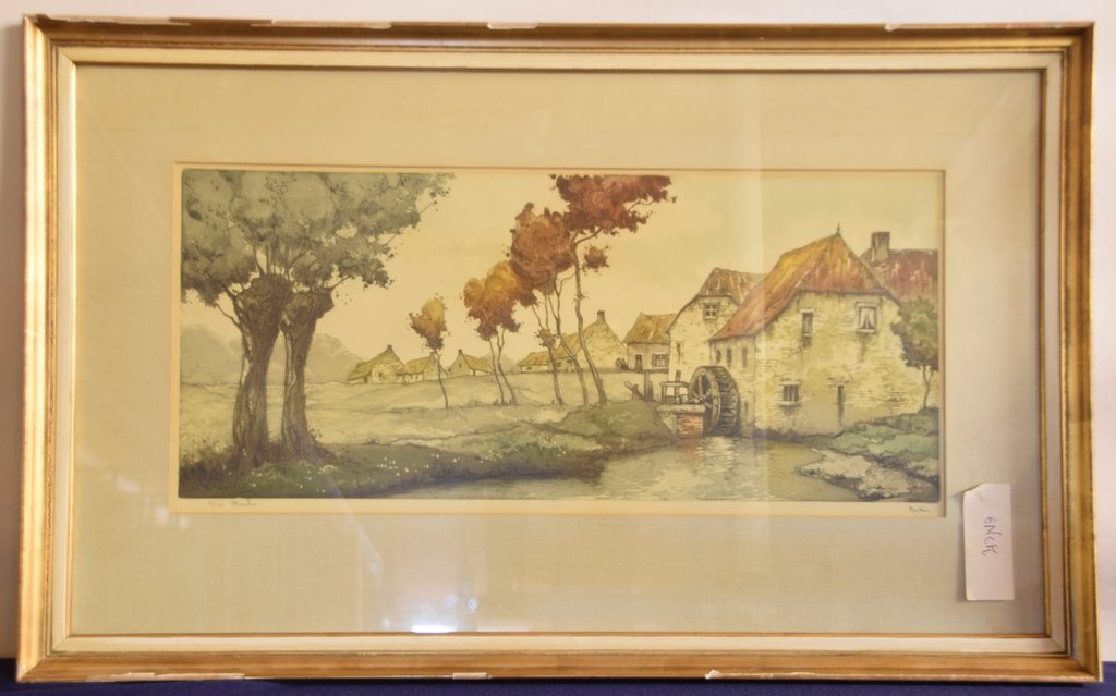 Roger "Belin" Hebbelinck - Ets en aquatint - Moulin kopen? Bied vanaf 10!