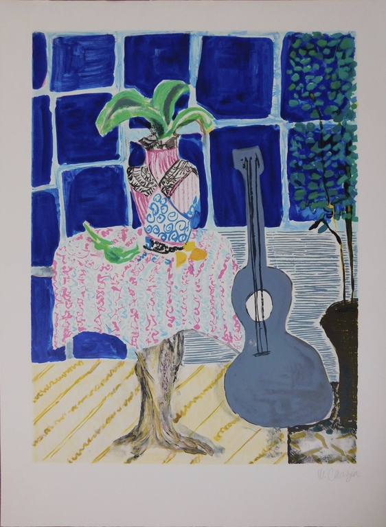 Wendy Chazin - Kleurenlitho - Composition with Guitar and Vase kopen? Bied vanaf 75!