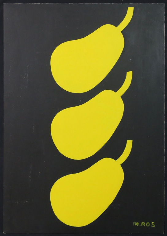 Mari Ros: Acryl op papier, Gele peertjes (Groot) verkocht voor € 42!