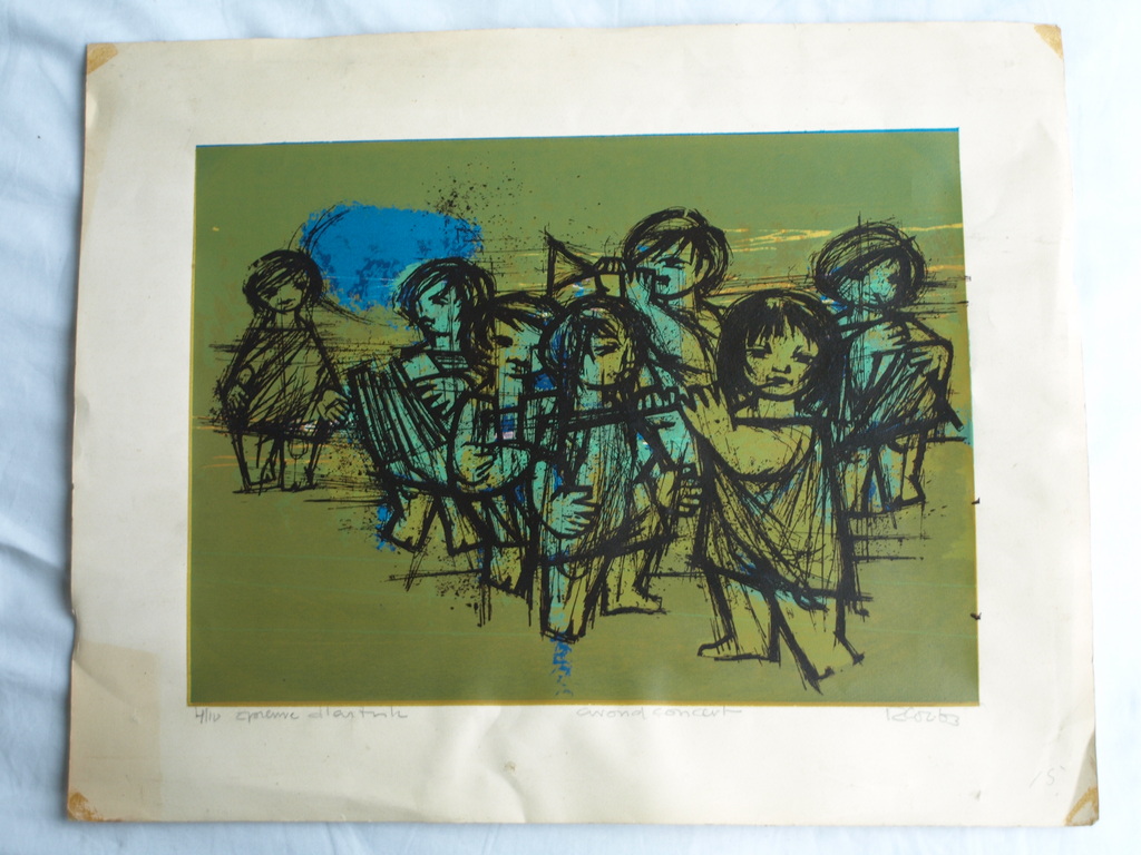 Rob Cox - Houtsnede , Avondconcert – gesigneerd – oplage 10 ex. – ca 1965 kopen? Bied vanaf 20!