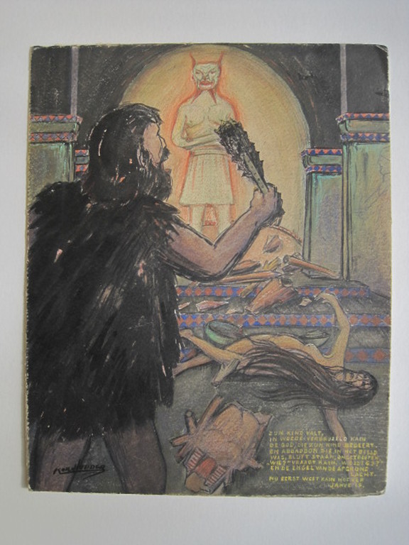 Korn.Lodder 1892-1987 aquarel "Kain Naama en Abaddon" gesigneerd kopen? Bied vanaf 1!