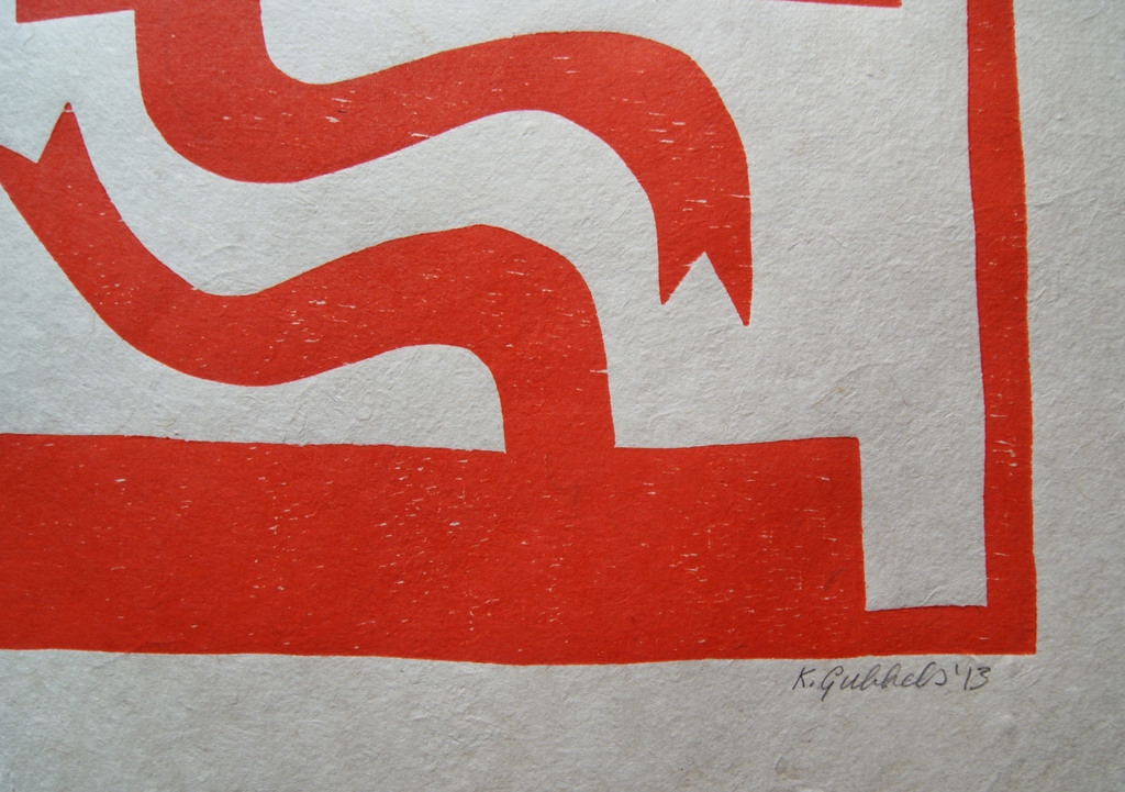 Klaas Gubbels houtdruk 'Gespiegeld' - 2013 - oplage 40 ex.  kopen? Bied vanaf 295!