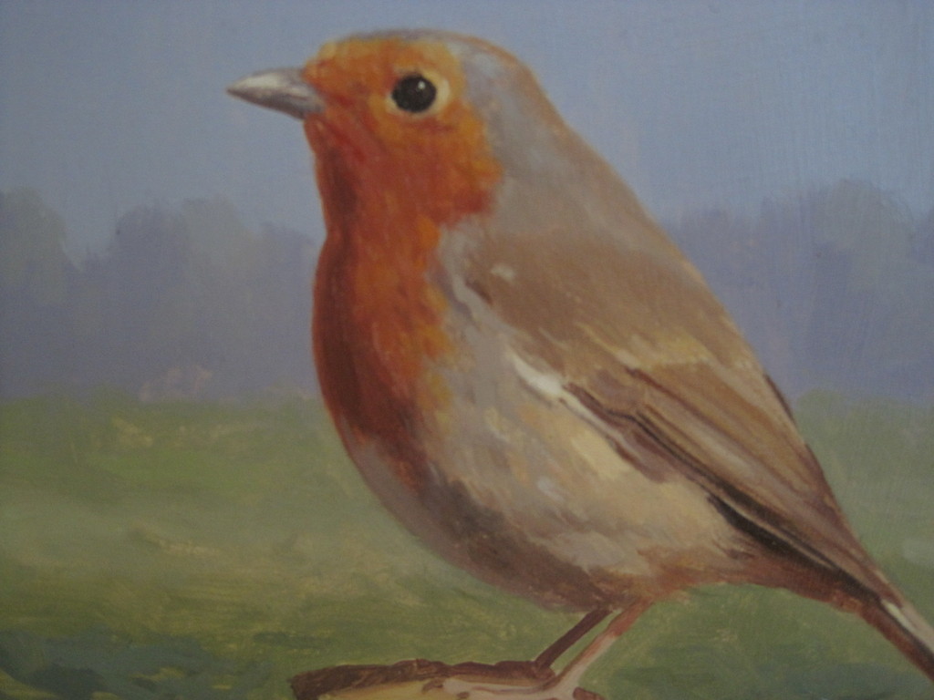 Jan Engel - olieverf - "Roodborstje" - verstild realisme gesigneerd kopen? Bied vanaf 1!
