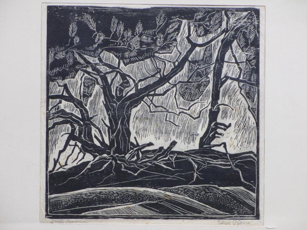 Edith Pijpers, Oude Boomen, Houtsnede verkocht voor € 45!