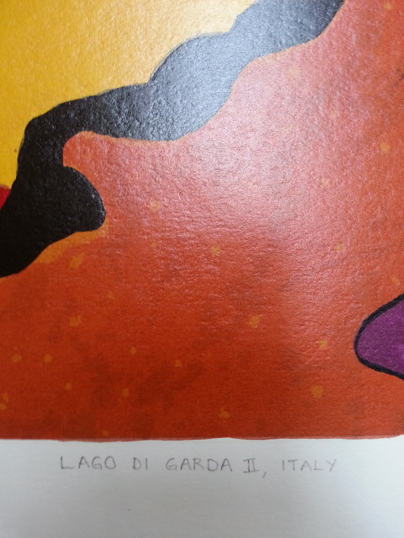 Ronald Boonacker, zeefdruk op papier, Titel; "Lago di Garda II, Italy" kopen? Bied vanaf 50!
