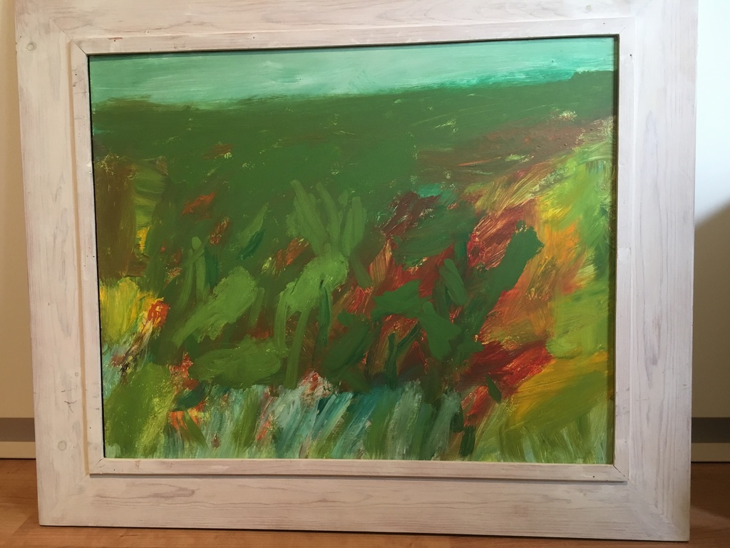 "Veld in bloei", Geldersch Landschap, olie op paneel, 55x64 (lijst) kopen? Bied vanaf 50!