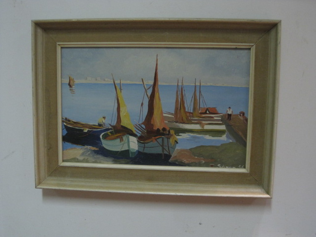  August SÖREN (1901-1978) olieverf "Mediterrane haven" gesigneerd  kopen? Bied vanaf 1!