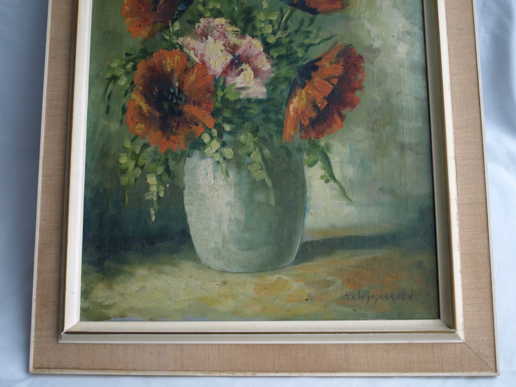 Herman Wijngaard : Olieverf op doek, Bloemstilleven met klaprozen – ca 1960 kopen? Bied vanaf 1!