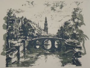 Wilhelm Wagner - Wilhelm Wagner: Lithografie. Amsterdams stadsgezicht, 1921, Oplage 100 ex. kopen? Bied vanaf 30!