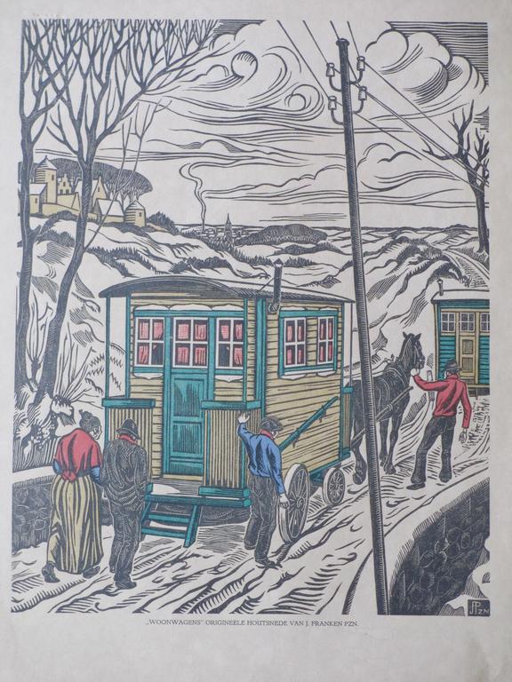 Jan Franken Pzn, Woonwagens, Kleurenhoutsnede kopen? Bied vanaf 1!