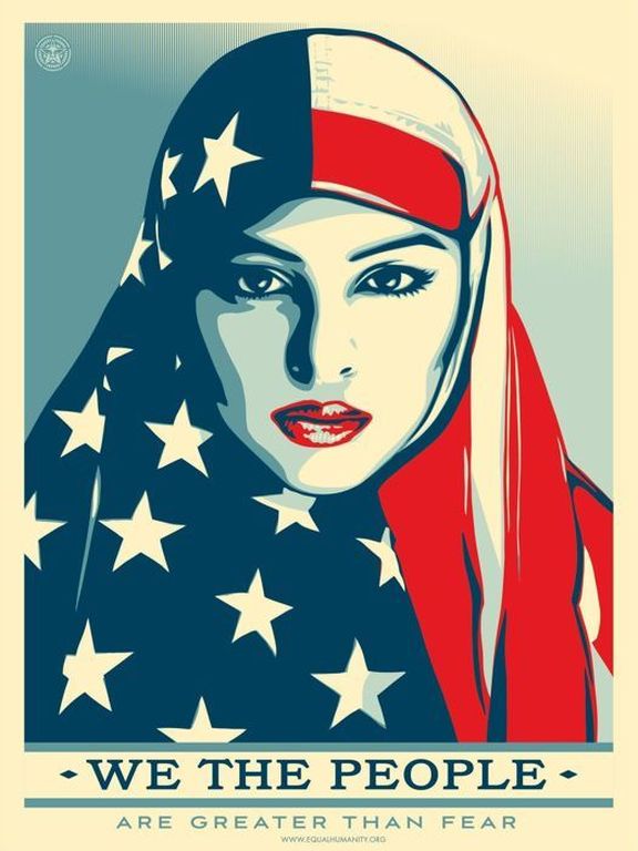 AcheterShepard Fairey - Shepard Fairey (OBEY) - We The People - Drie grote offset prints? Enchérissez de 100!