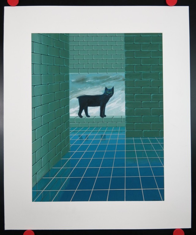 Jules Reek: Acryl op board, Kat kopen? Bied vanaf 35!