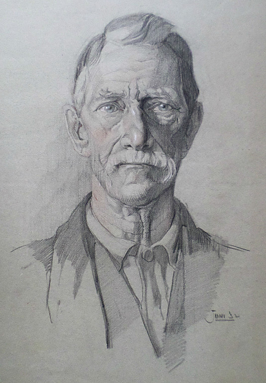 Hans van Dokkum – Portret van oude man, tekening met krijt verkocht voor € 50!