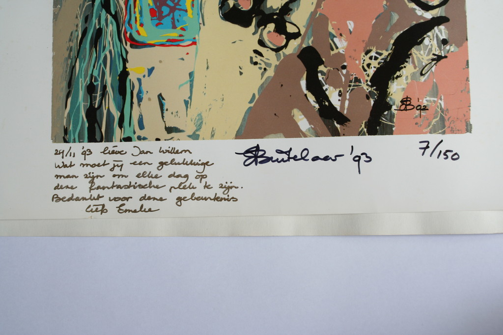 Emeke Buitelaar - lithografie - gesigneerd - 1993 - met boodschap gericht aan .. kopen? Bied vanaf 20!