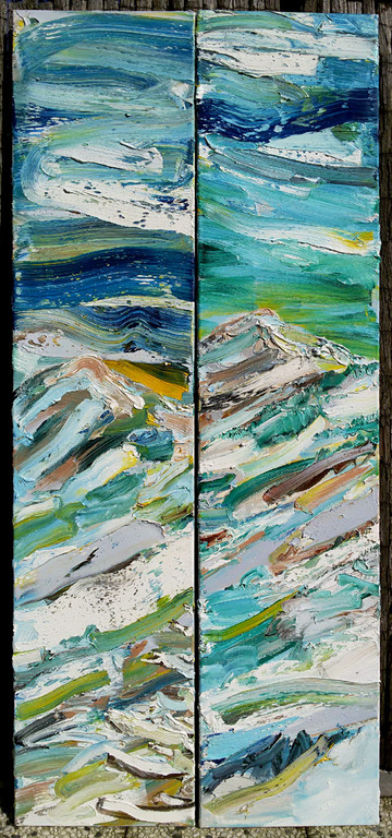 Hjalmar Riemersma - Elsighorn Vertikal, olieverf op doek (tweeluik, zeer groot) kopen? Bied vanaf 950!