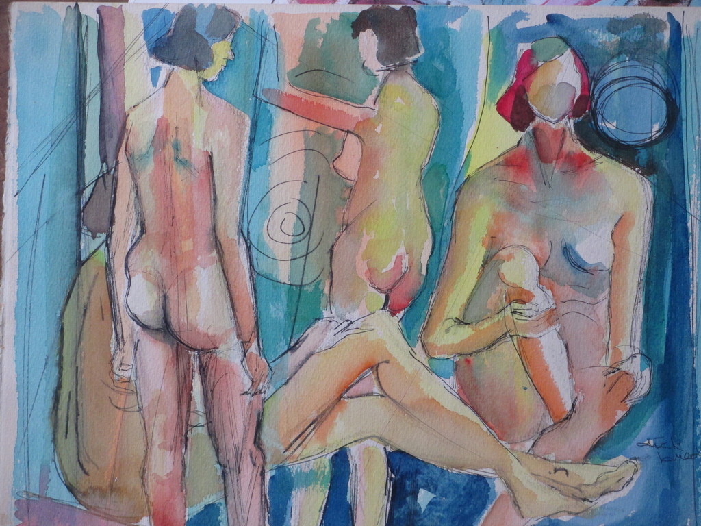 Ond.gesigneerd, Vrouwenstudies, Aquarel kopen? Bied vanaf 1!