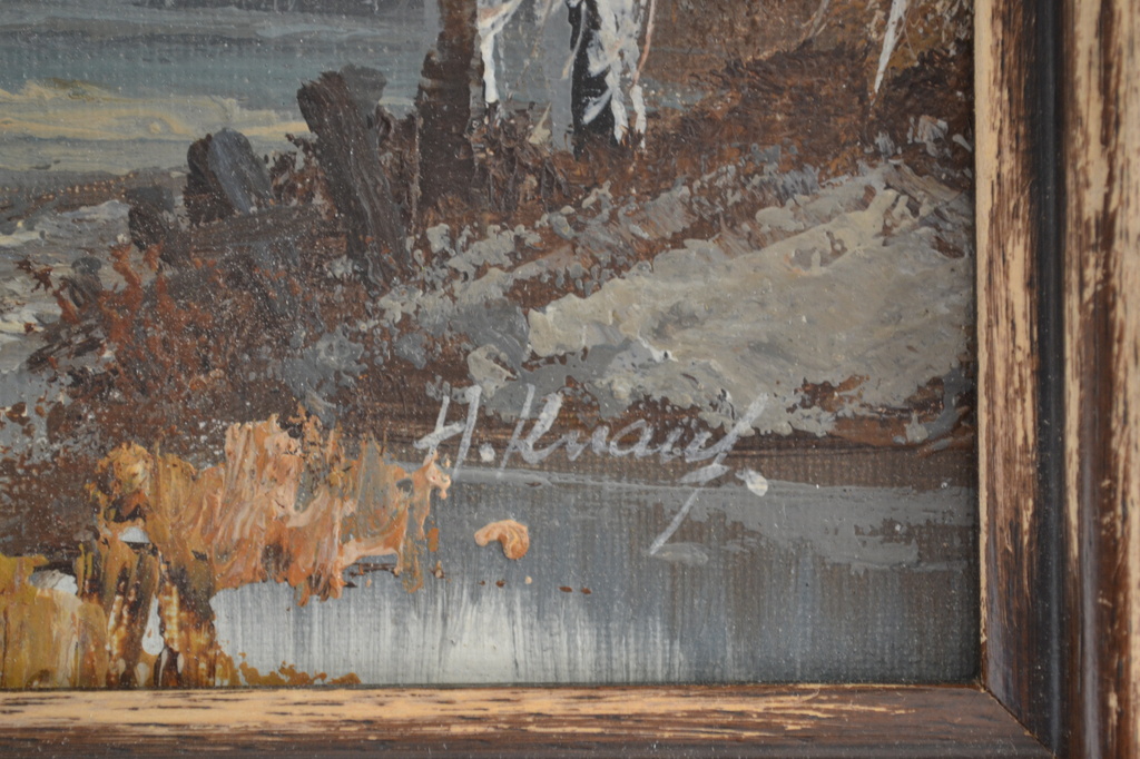 Henner (Heinrich) Knauf (1901-1976): olieverf op doek, boerderijtje in het bos kopen? Bied vanaf 1!