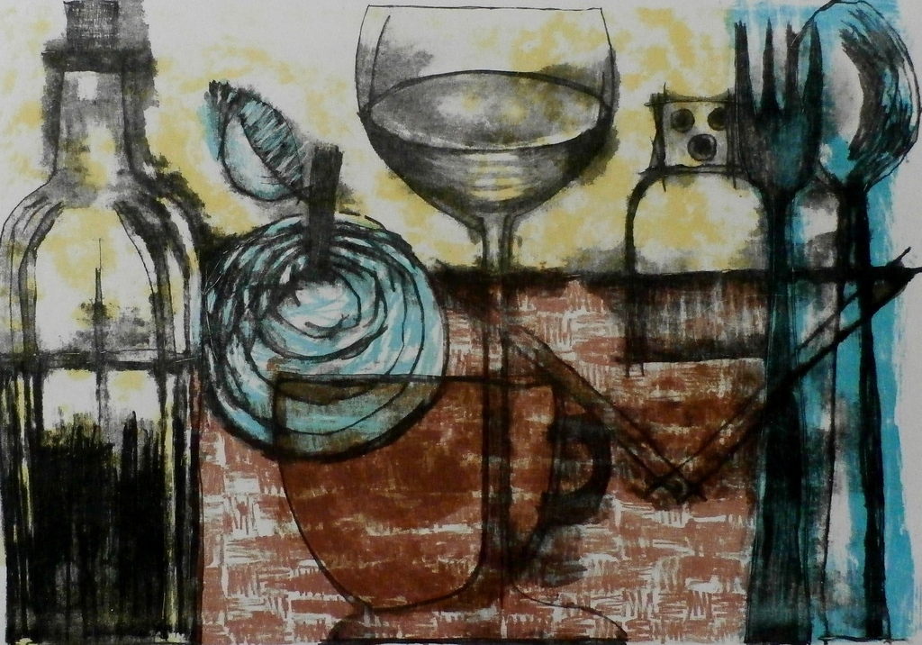 Carla Dekker - zeefdruk: avondmaal - 1999 - oplage: 7 stuks kopen? Bied vanaf 30!