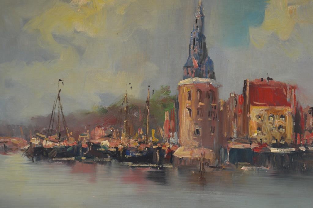 Jan Kelderman (1914-1990) Amsterdam zicht op Montelbaanstoren ca. 1960  70x50  kopen? Bied vanaf 100!