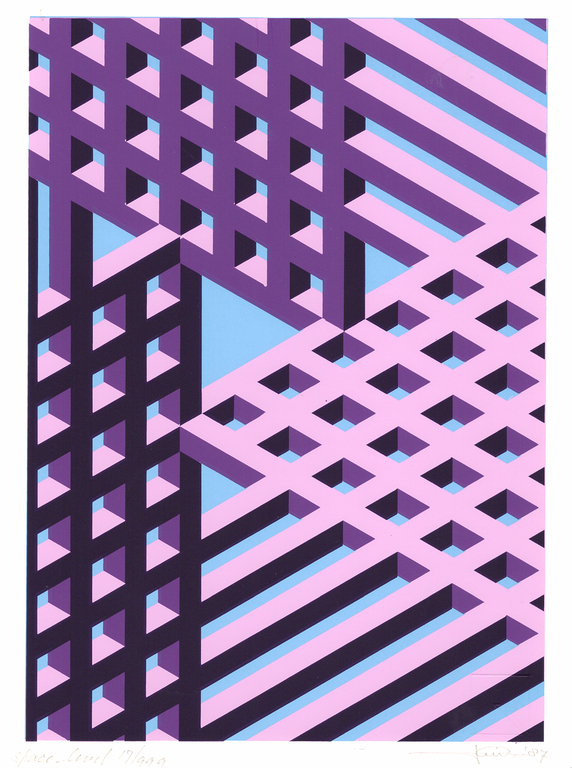 Dirk Huizer - Space level - Gesigneerde zeefdruk - 1987 kopen? Bied vanaf 25!