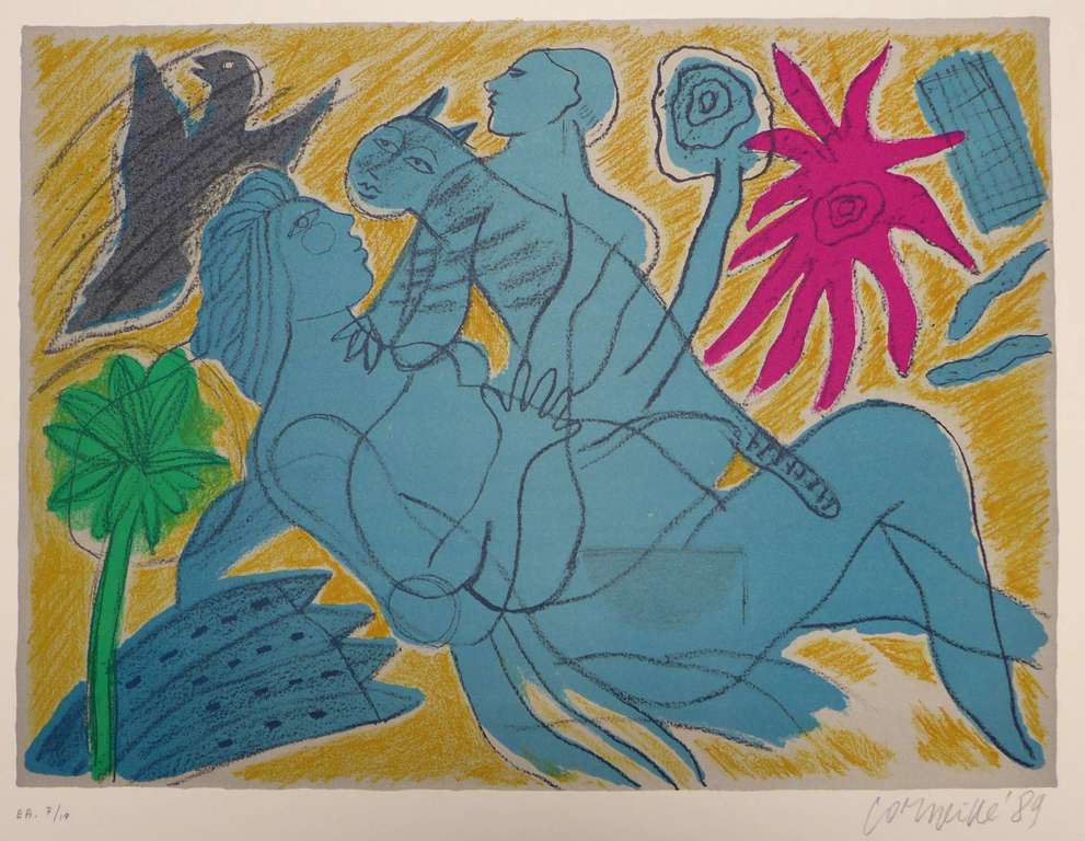 Corneille, litho uit 1989, gesigneerd met potlood, uit: la chanson du mal-aimé,  kopen? Bied vanaf 175!