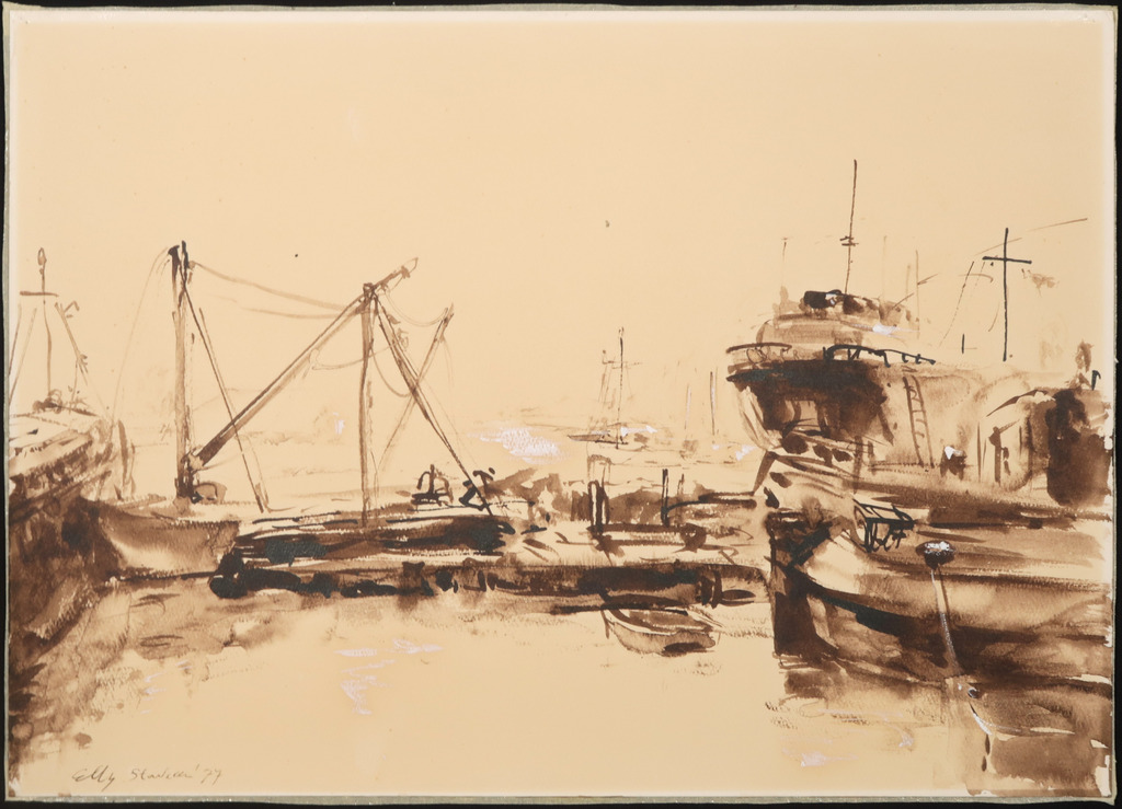 Onbekend gesigneerd: Aquarel, Haven kopen? Bied vanaf 1!