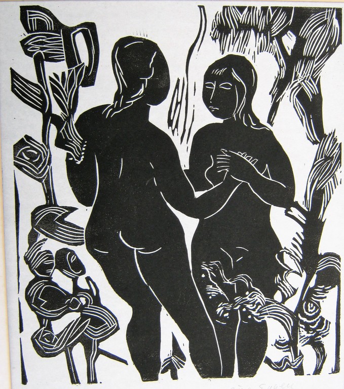 Gene Eggen linosnede: Adam en Eva kopen? Bied vanaf 55!