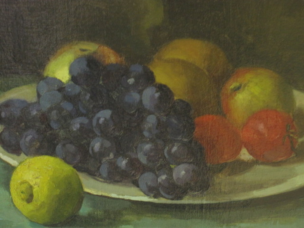 gesigneerd H. Bergsi 1945 olieverf "stilleven met druiven en citroen"  kopen? Bied vanaf 1!