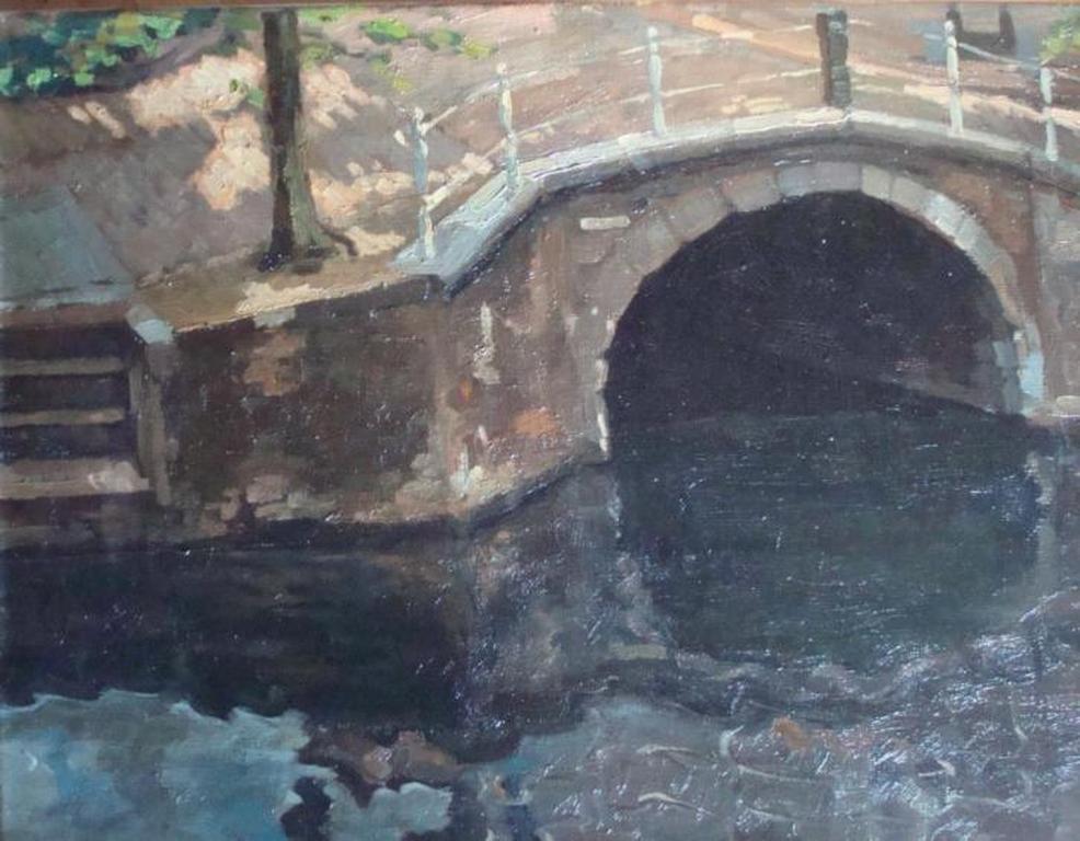 Ben Viegers - Gezicht op gracht met brug (Delft) verkocht voor € 245!