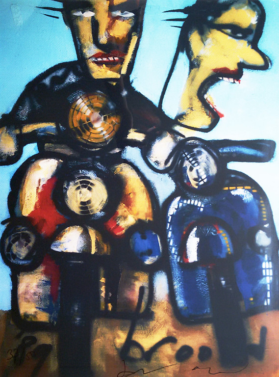 Herman Brood - Road rage (1989), zeefdruk (mooi ingelijst) verkocht voor € 250!