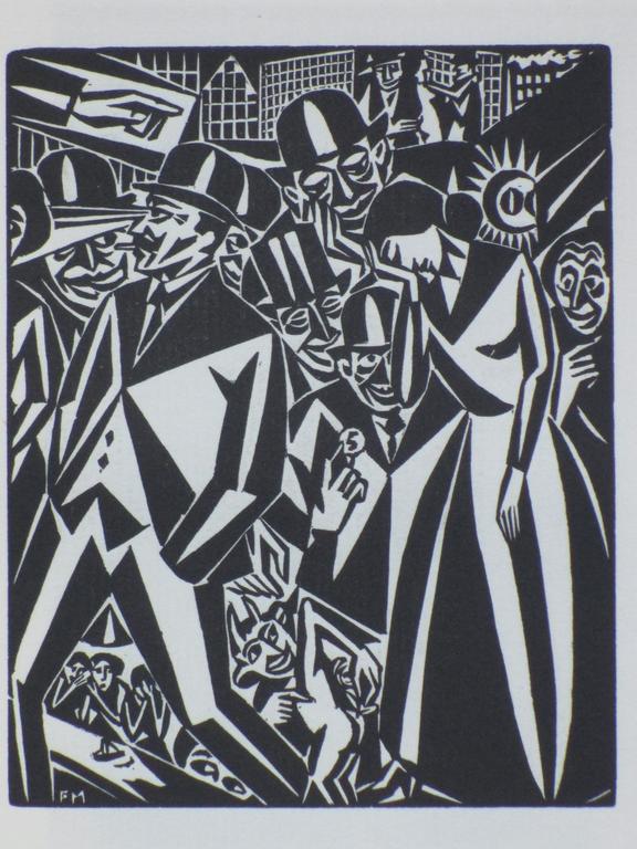 Frans Masereel, De Hoge Heren en de Dame, Houtsnede verkocht voor € 45!